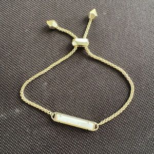 Kendra Scott Stan gold tone Slide Adjustable Chain Bracelet Mother of pearl